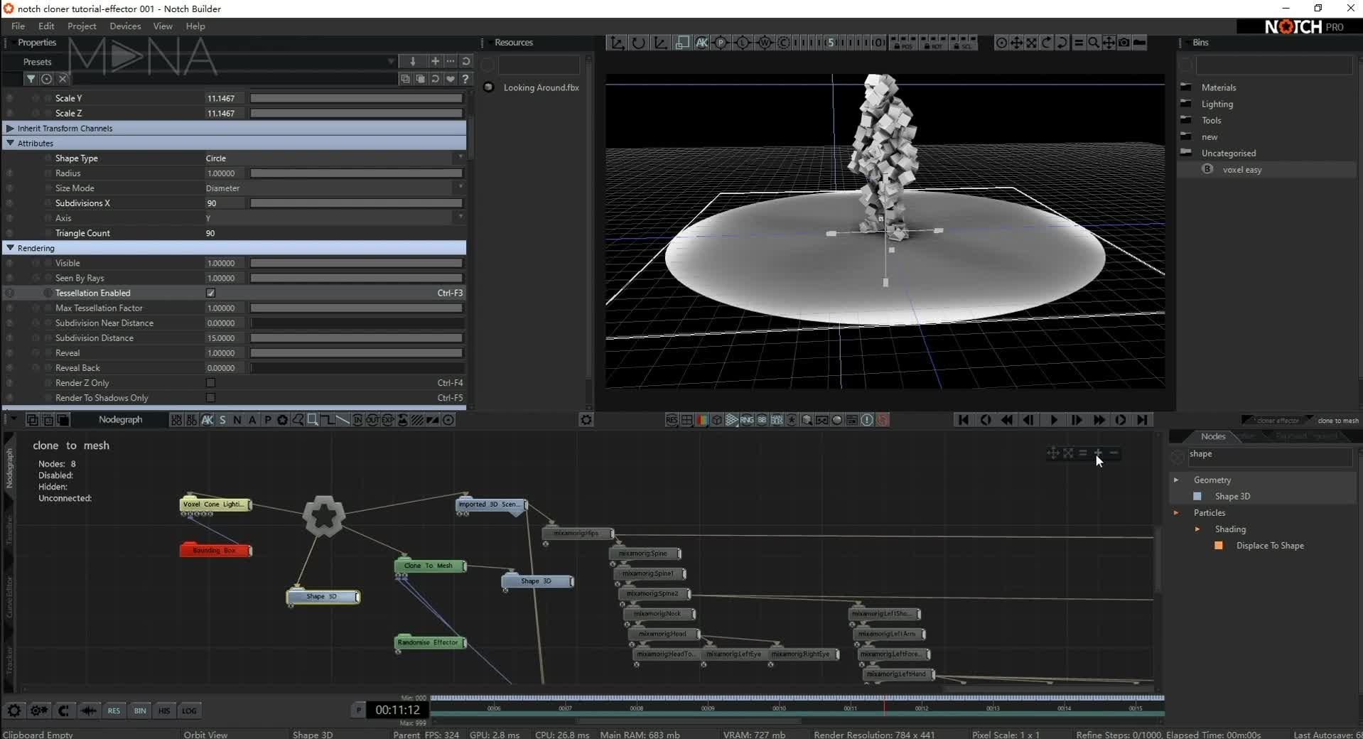 Notch中文教程14—clone to mesh克隆到3D网格(2)