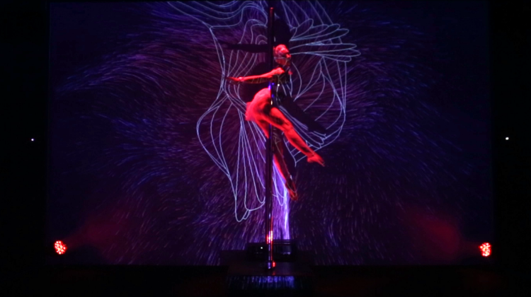 "Flow" Mapping pole dance show for Affiliate Windows and Bamboo events.