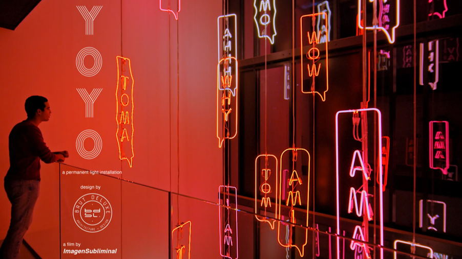 YOYO neon light art installation by Brut Deluxe