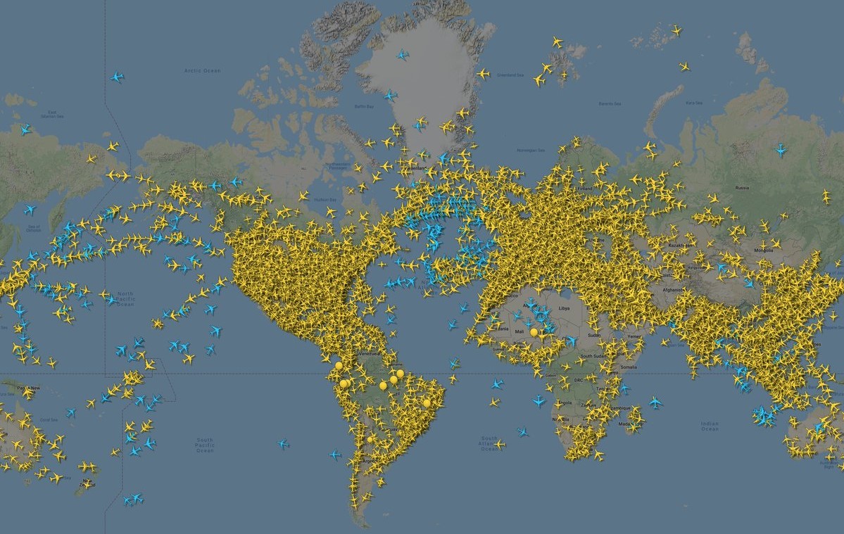 Aerial view of airplane traffic