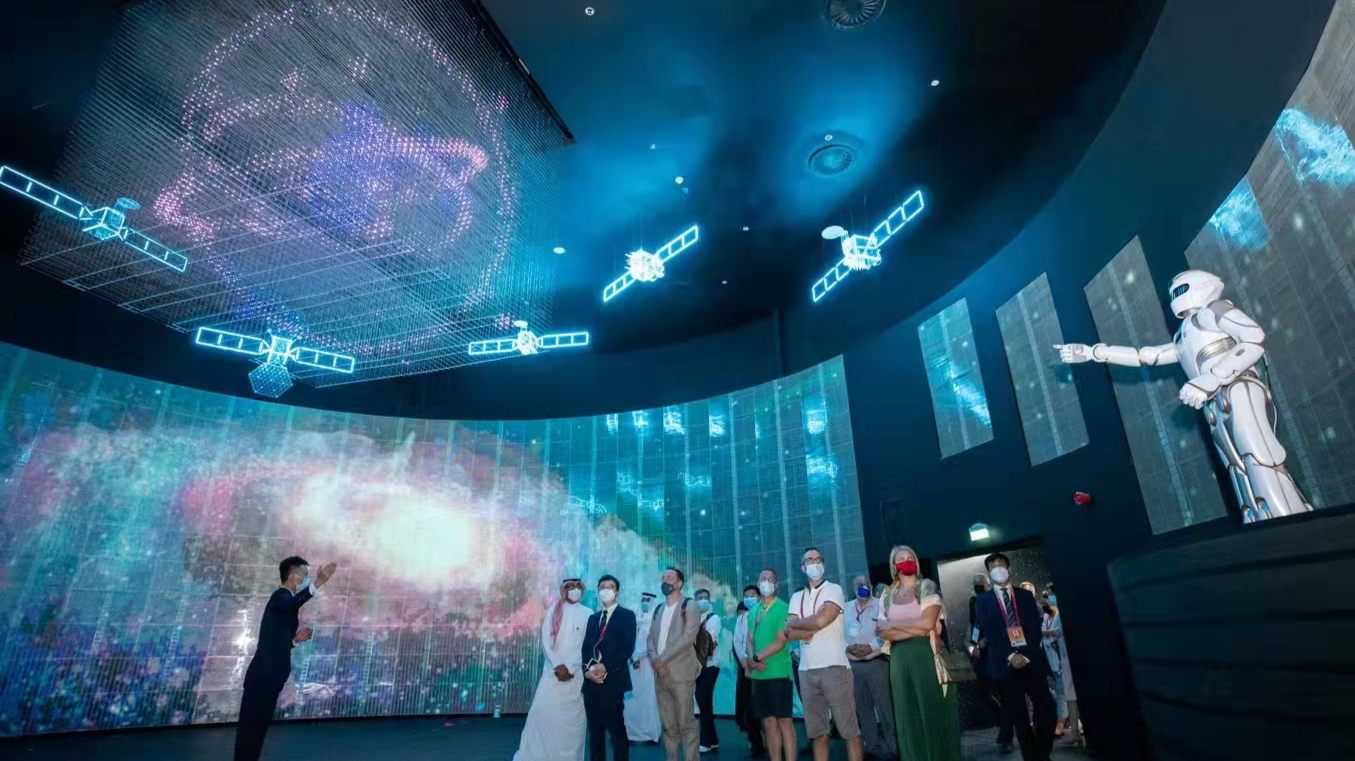 迪拜世博会中国馆360°立体环绕可视“北斗卫星”