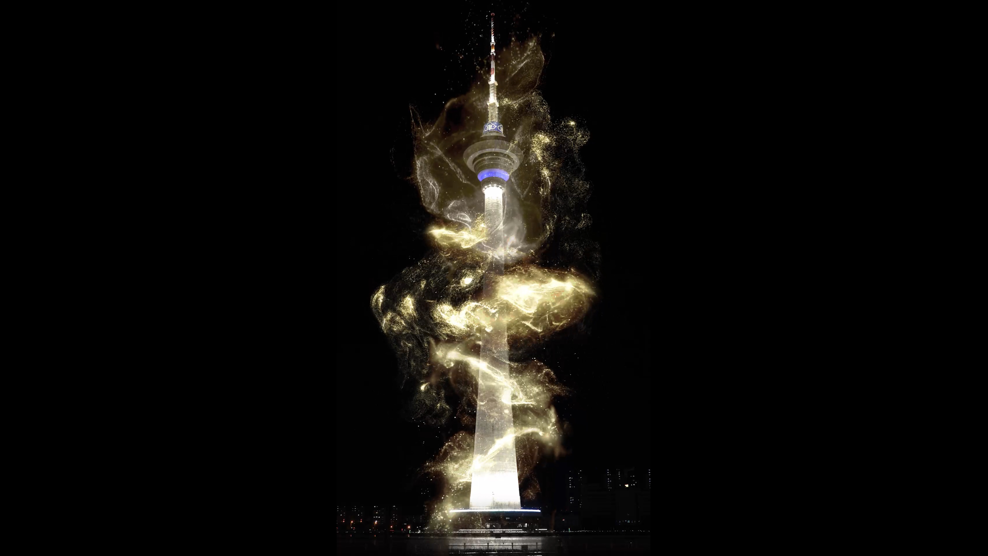 天津天塔除夕AR光影秀