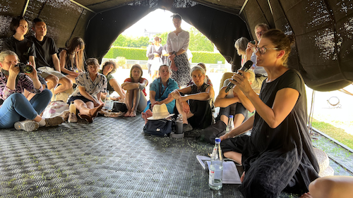 Cao Minghao & Chen Jianjun, Black Tent meeting, 19 June, 2022. This work was realized in the framework of documenta fifteen, 18 June&ndash;25 September, 2022. Photo: Ren Hai. Courtesy of the artists.