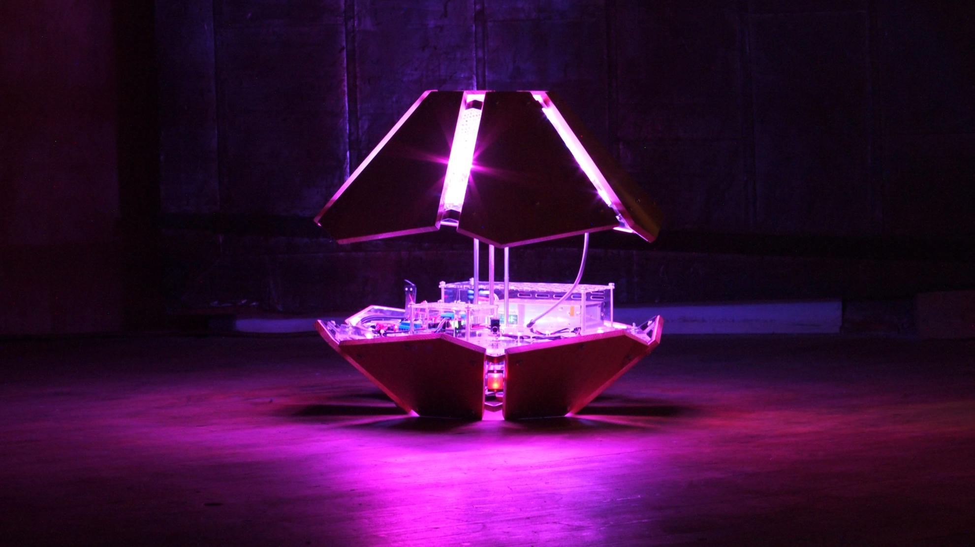 Interactive Kinetic Light Sculpture, "The Shy Machine" - Move, Learns, & Reacts