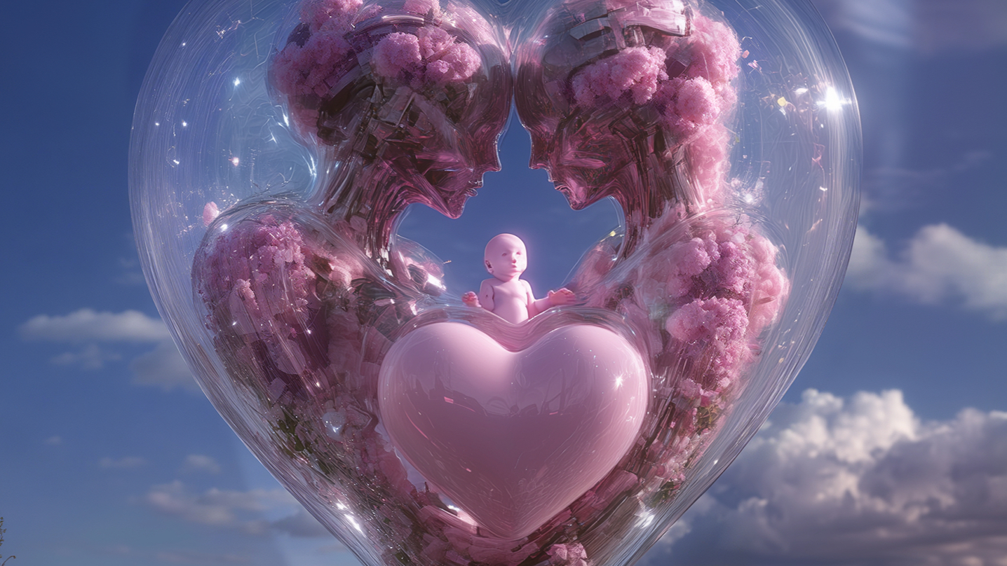 Digital Art Concept Installation "Uterus, Love, and Embrace"