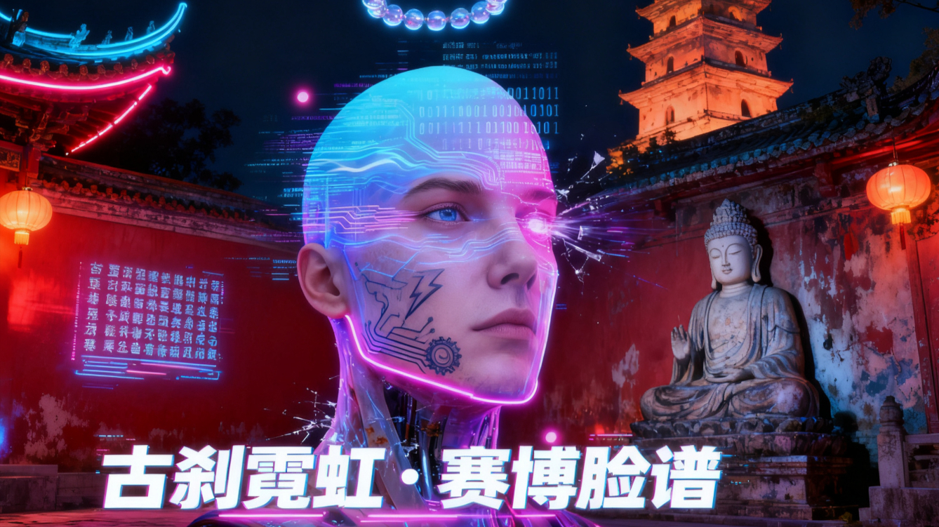 《古刹霓虹・赛博脸谱》