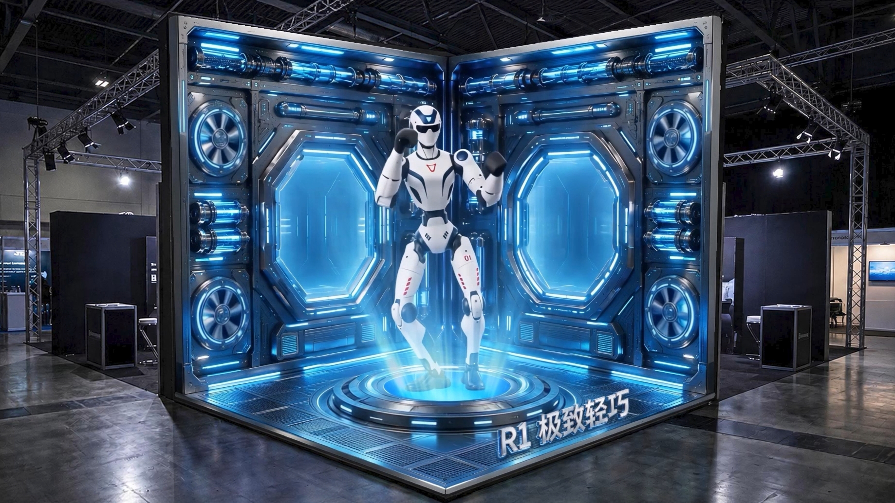 AIGC 机器人 机器狗 沉浸式三折幕 裸眼3D展厅